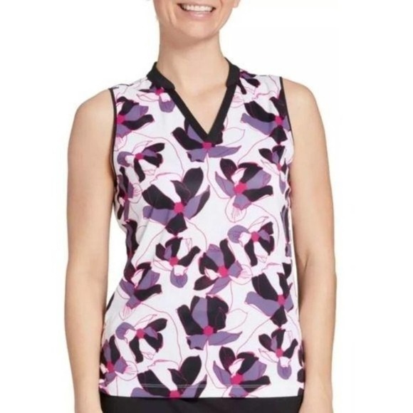 Slazenger Nightfall Plum Floral Golf Top NWT XS - Picture 2 of 6